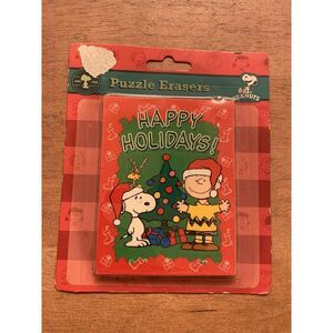 PEANUTS CHRISTMAS PUZZLE‎ ERASERS HAPPY HOLIDAYS